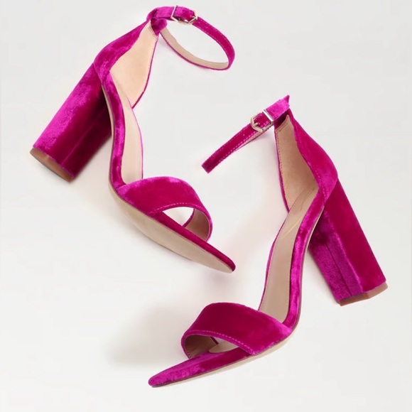 Sam Edelman Velvet Ankle-Strap Block Heel Sandals - Picture 2 of 13